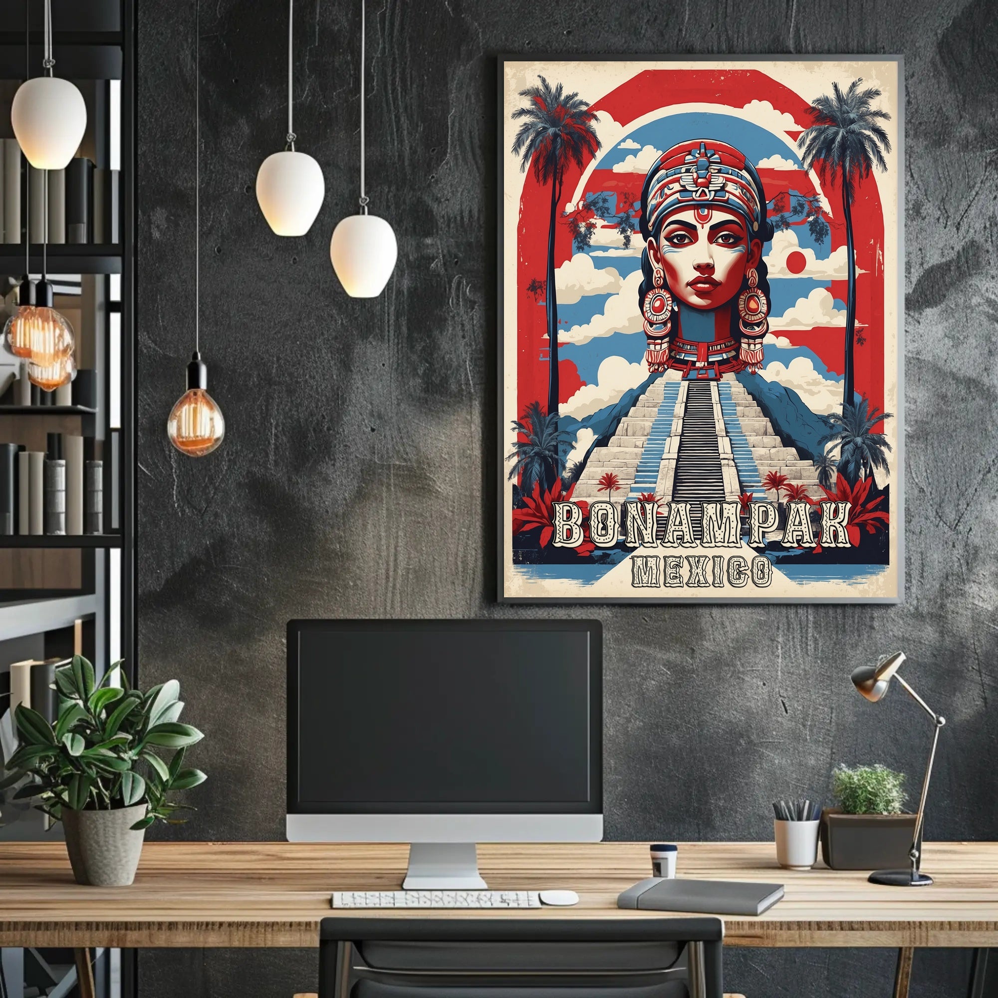 Bonampak Mayan Culture Heritage Vibrant Artistic Poster PosterGoat