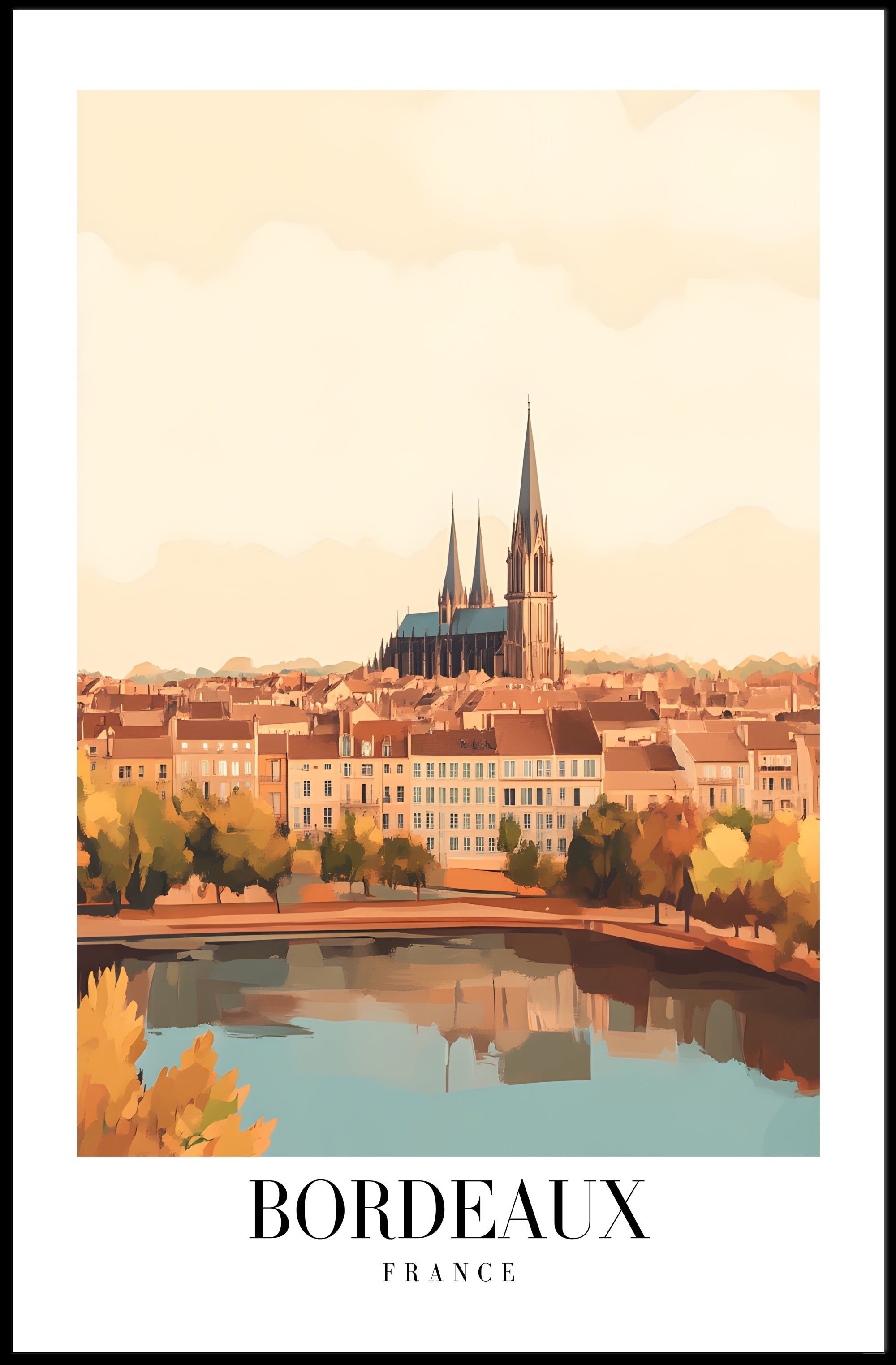 Bordeaux Cityscape Travel Art Print - Urban or Cityscape Poster PosterGoat