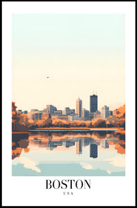 Boston Skyline Reflection: Serene Urban or Cityscape Poster PosterGoat