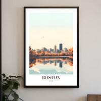 Boston Skyline Reflection: Serene Urban or Cityscape Poster PosterGoat