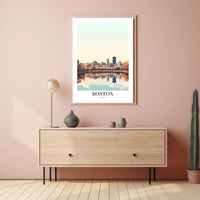 Boston Skyline Reflection: Serene Urban or Cityscape Poster PosterGoat