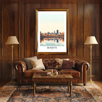 Boston Skyline Reflection: Serene Urban or Cityscape Poster PosterGoat