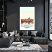 Boston Skyline Reflection: Serene Urban or Cityscape Poster PosterGoat