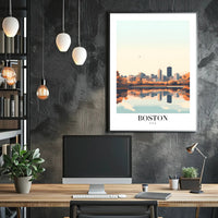 Boston Skyline Reflection: Serene Urban or Cityscape Poster PosterGoat