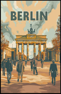 Brandenburg Gate Berlin Retro Vibe Urban or Cityscape Poster PosterGoat