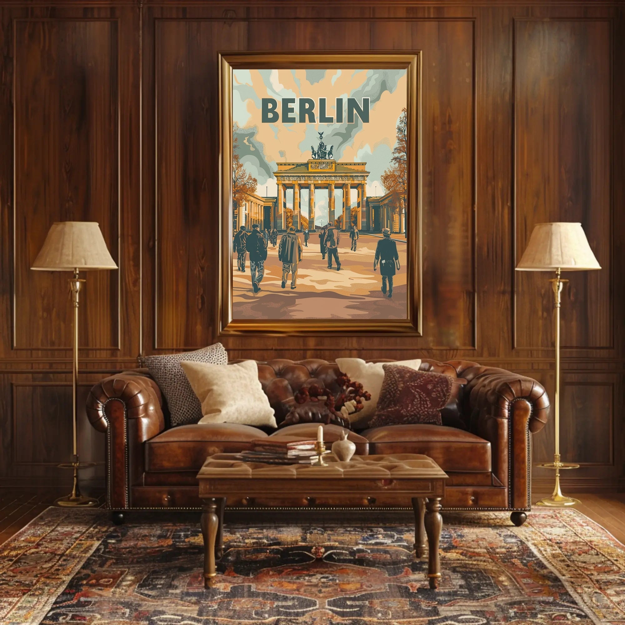 Brandenburg Gate Berlin Retro Vibe Urban or Cityscape Poster PosterGoat