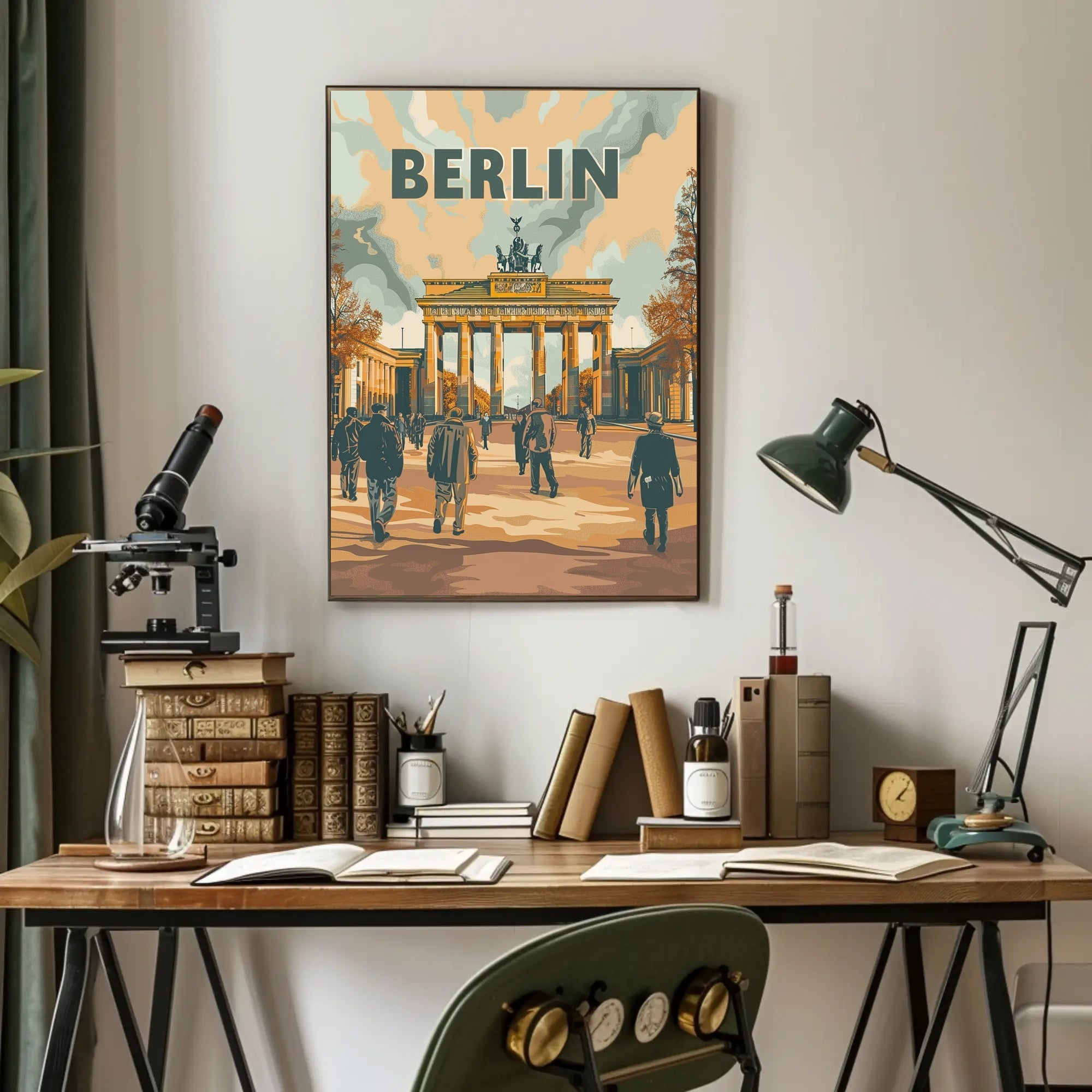 Brandenburg Gate Berlin Retro Vibe Urban or Cityscape Poster PosterGoat