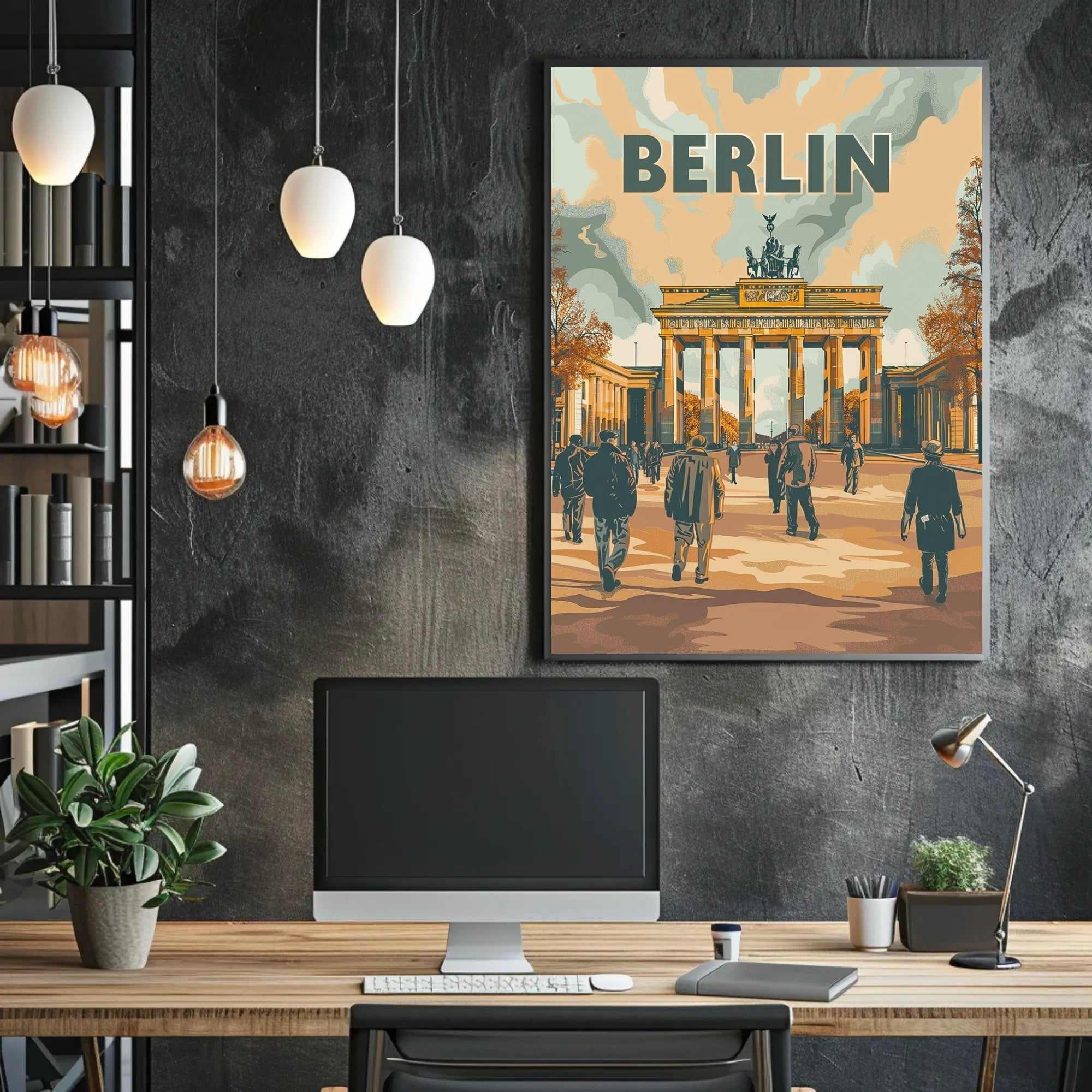 Brandenburg Gate Berlin Retro Vibe Urban or Cityscape Poster PosterGoat