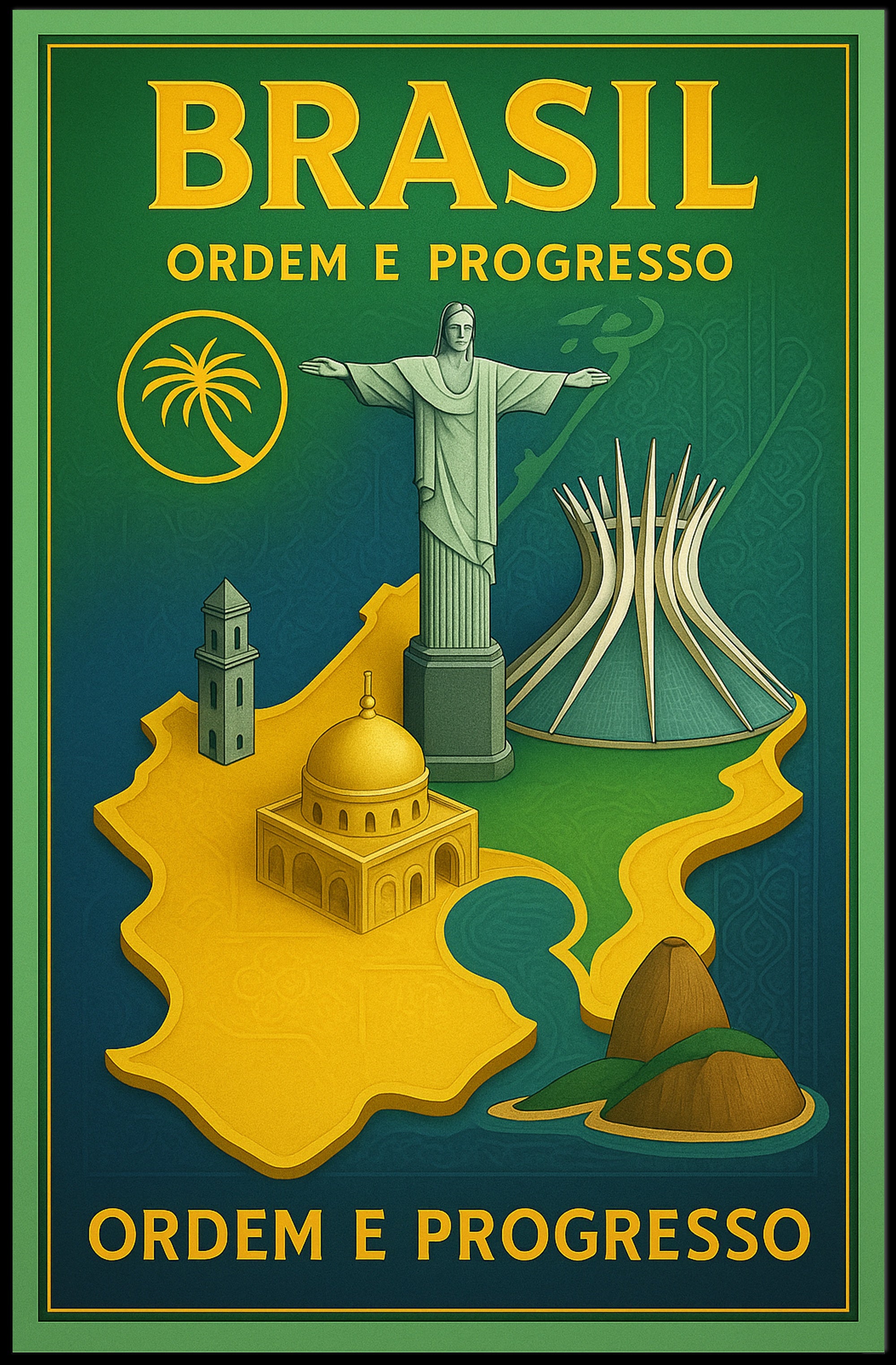 Brasil Ordem e Progresso Travel Poster PosterGoat