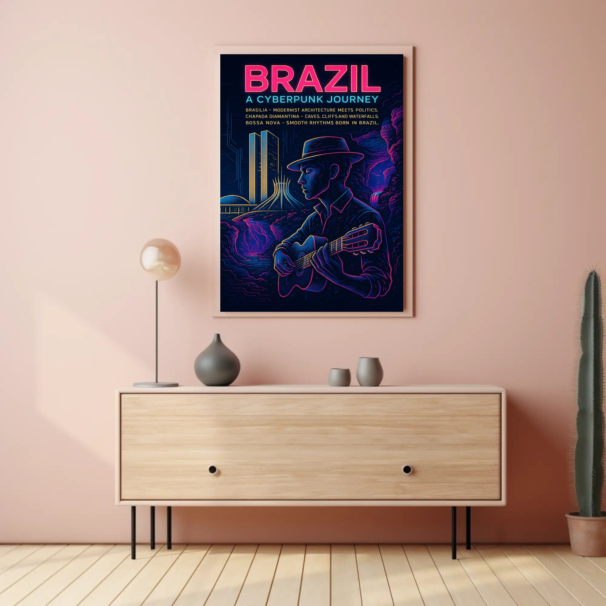 Brazil Cyberpunk Journey Poster Art Print PosterGoat