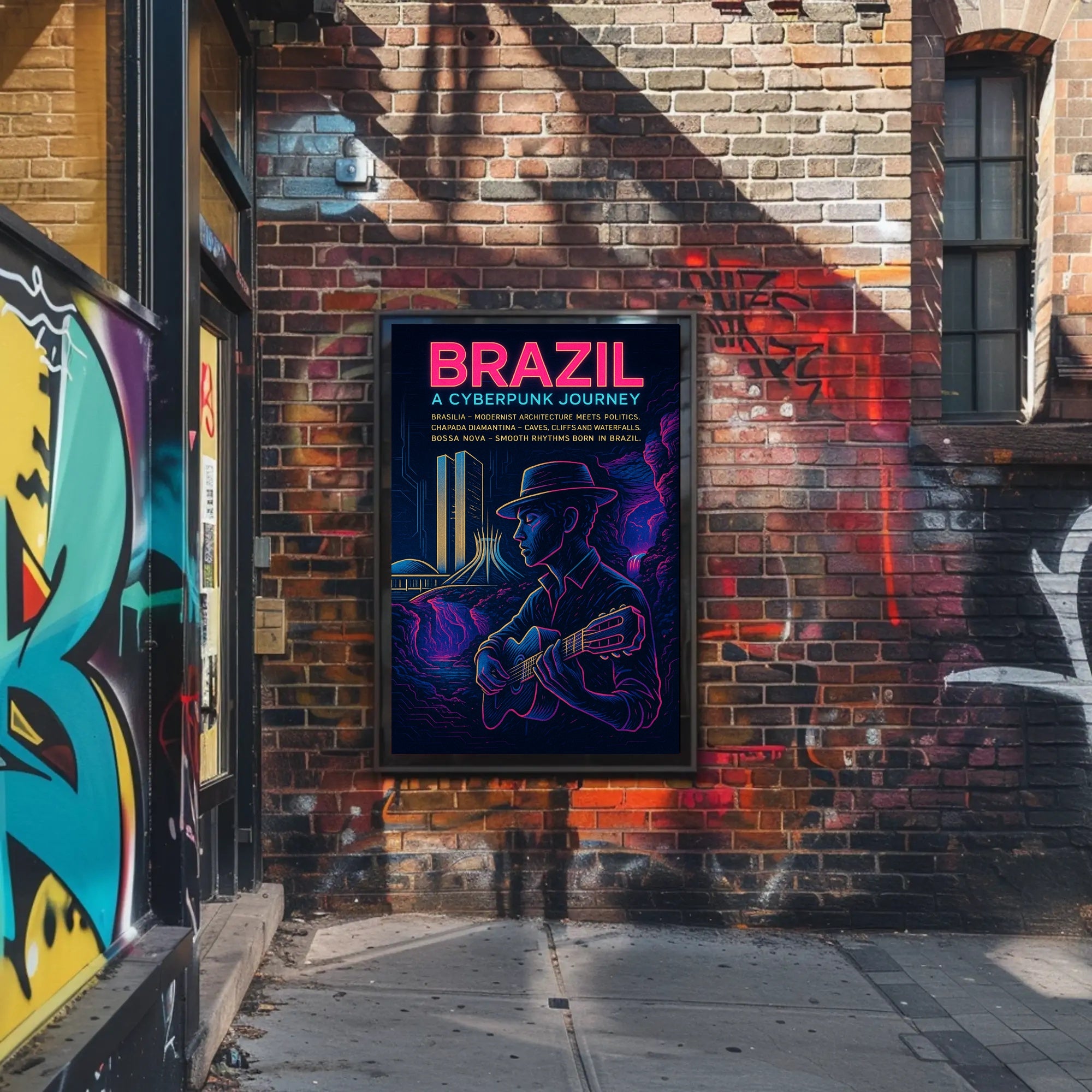 Brazil Cyberpunk Journey Poster Art Print PosterGoat