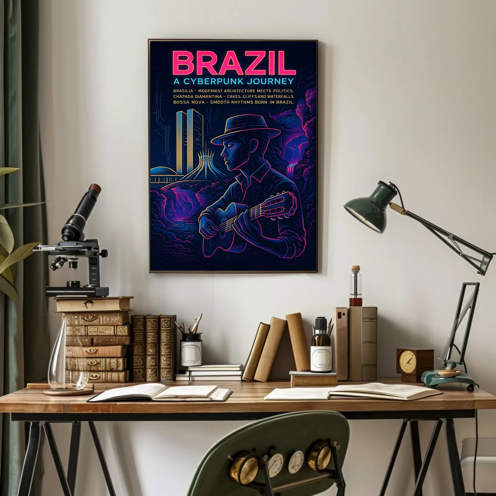Brazil Cyberpunk Journey Poster Art Print PosterGoat