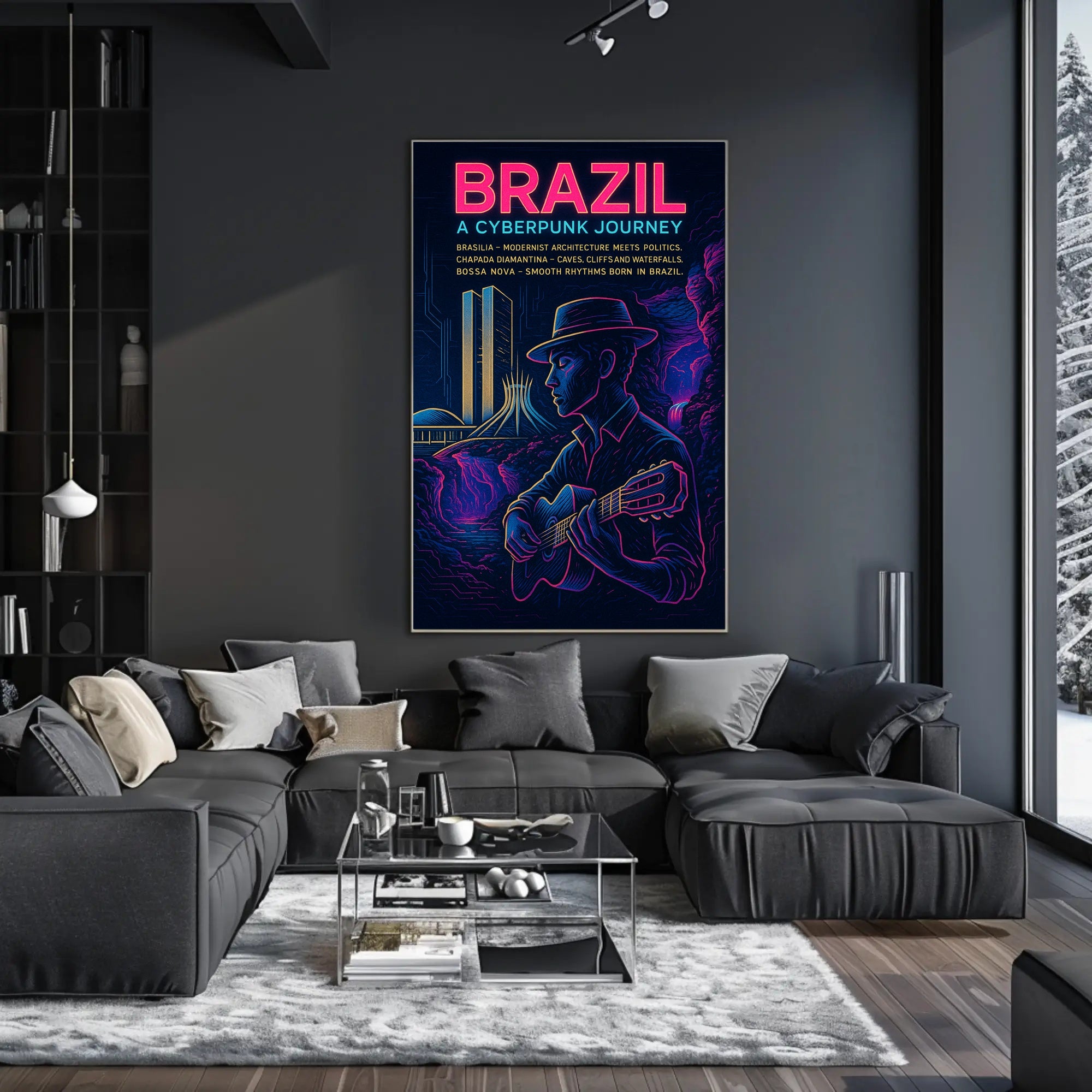 Brazil Cyberpunk Journey Poster Art Print PosterGoat