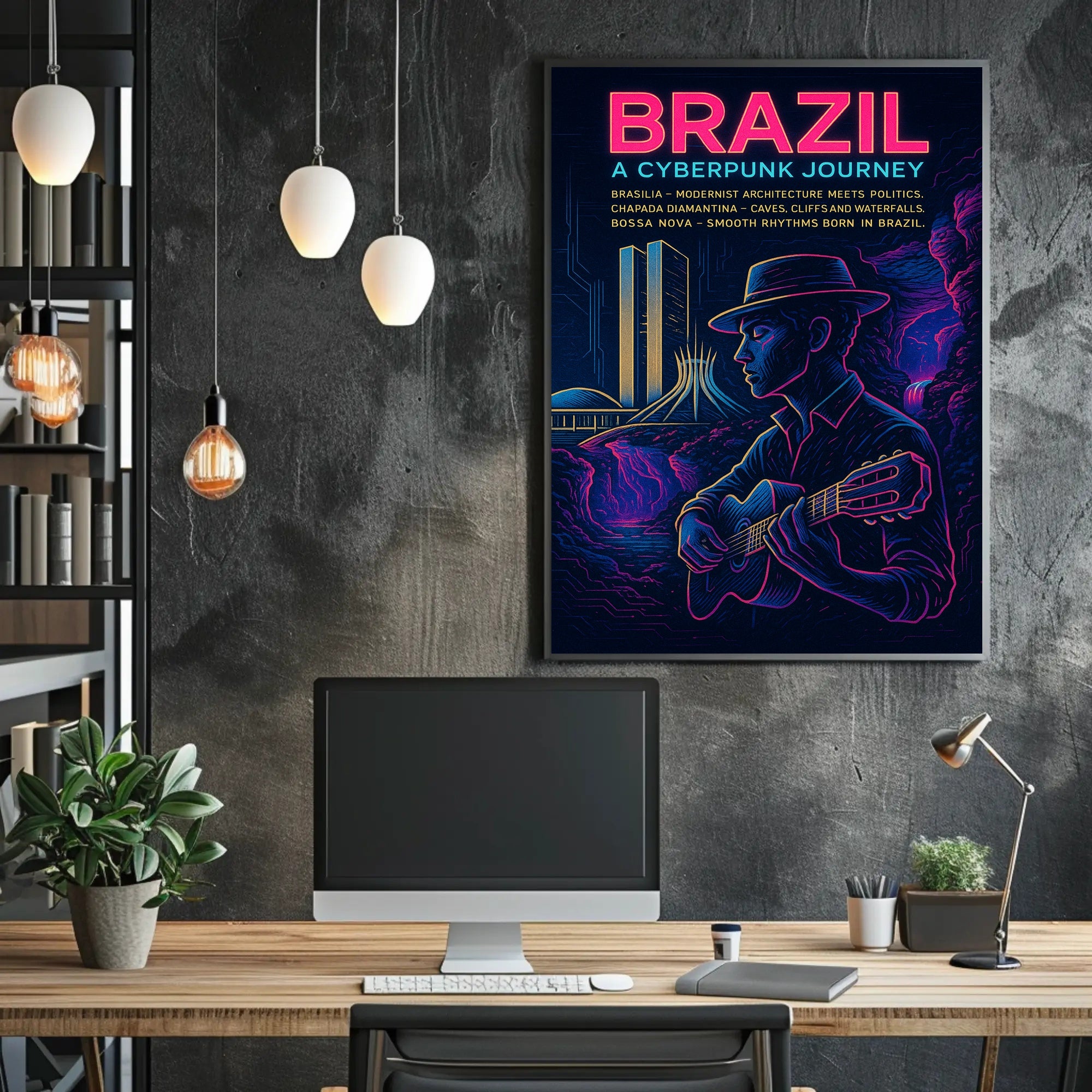Brazil Cyberpunk Journey Poster Art Print PosterGoat