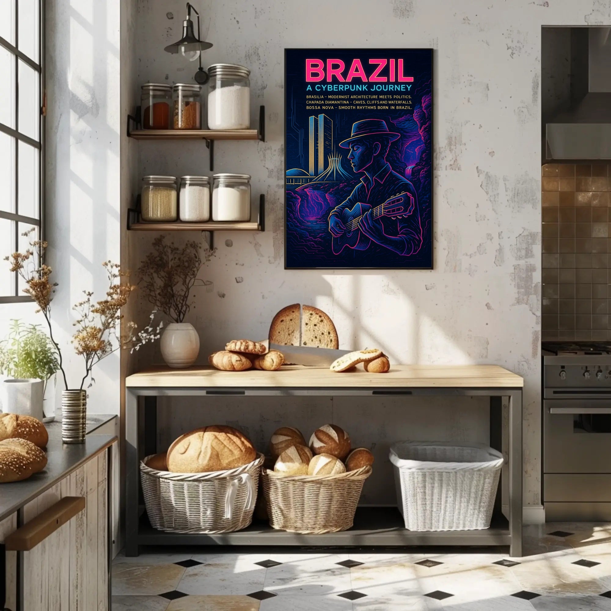 Brazil Cyberpunk Journey Poster Art Print PosterGoat
