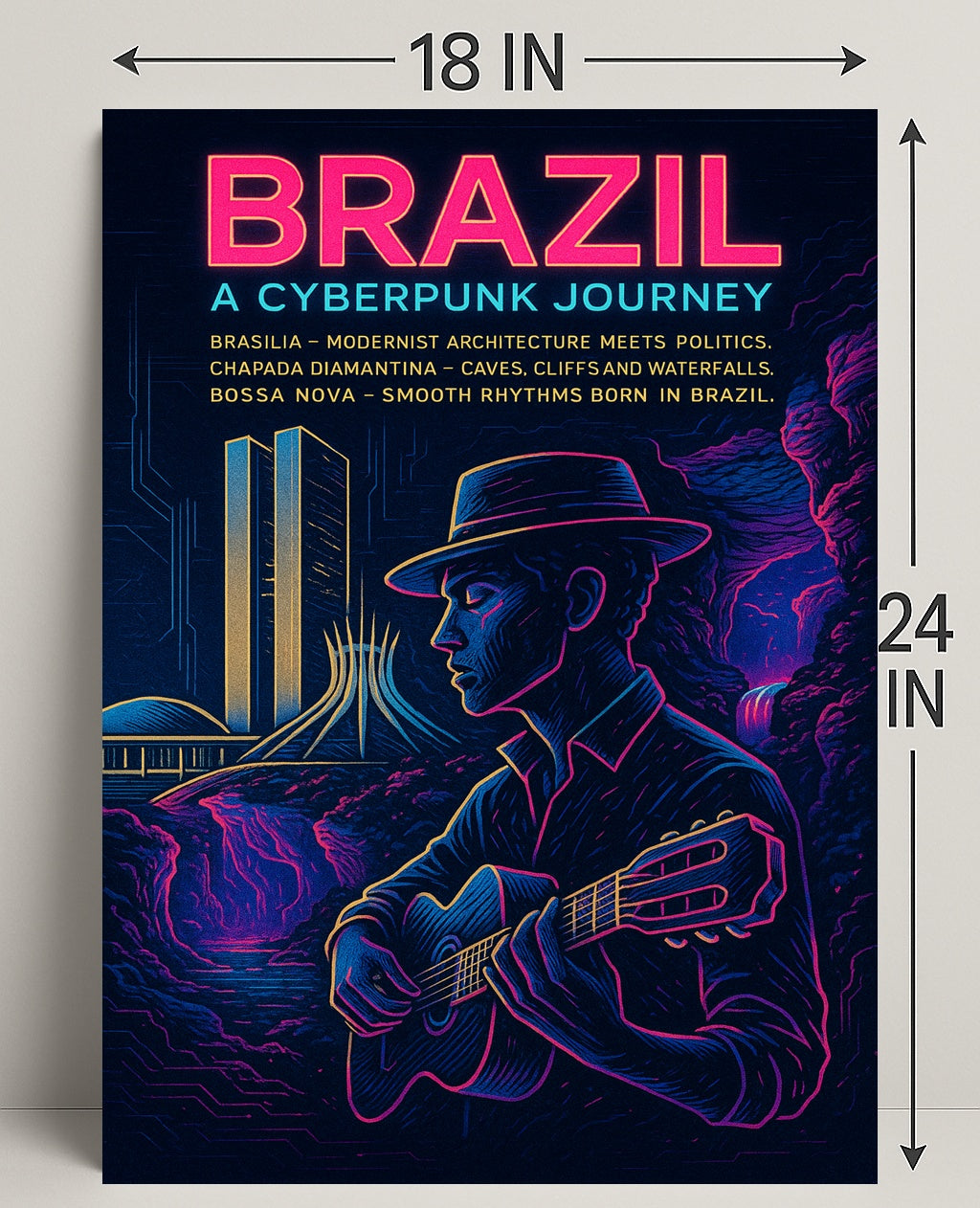Brazil Cyberpunk Journey Poster Art Print PosterGoat