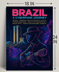 Brazil Cyberpunk Journey Poster Art Print PosterGoat