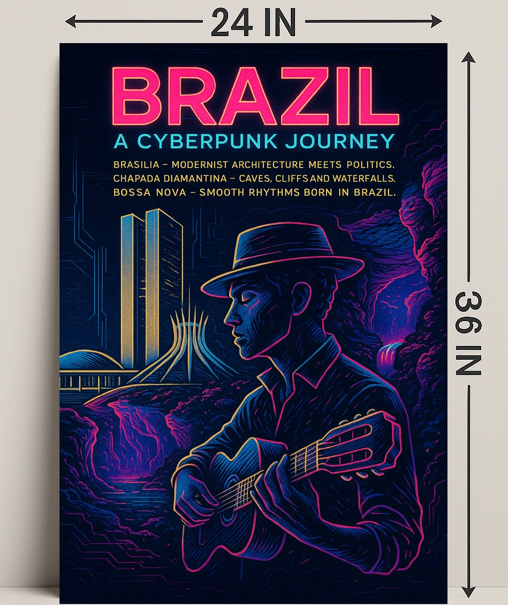 Brazil Cyberpunk Journey Poster Art Print PosterGoat