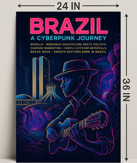 Brazil Cyberpunk Journey Poster Art Print PosterGoat