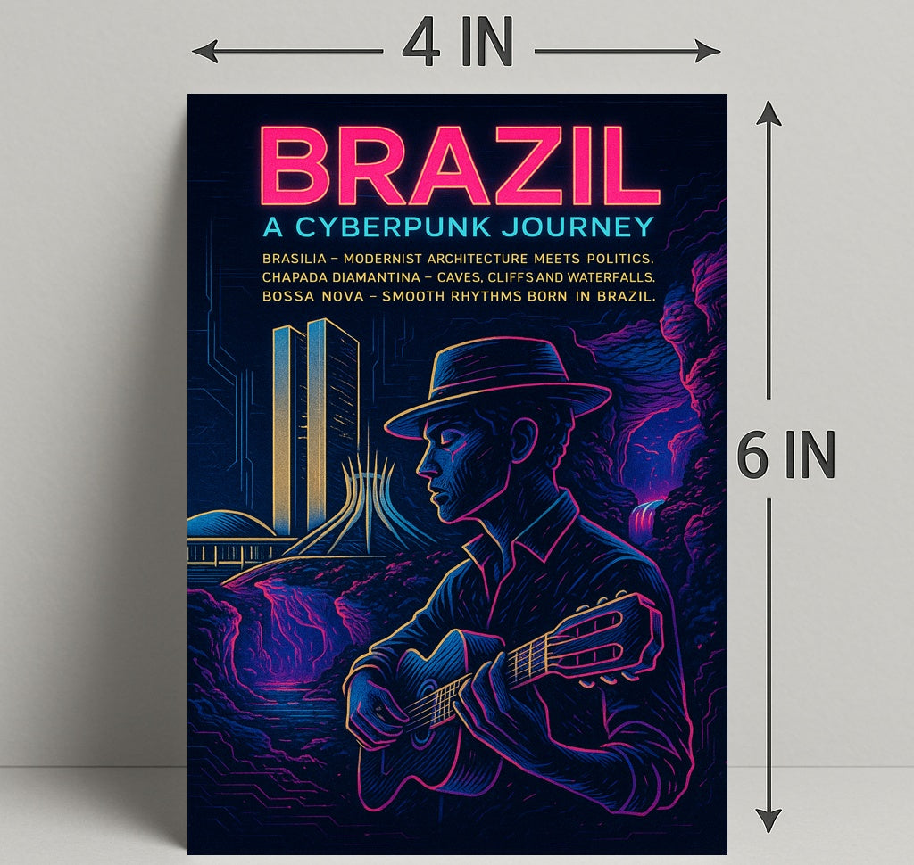 Brazil Cyberpunk Journey Poster Art Print PosterGoat