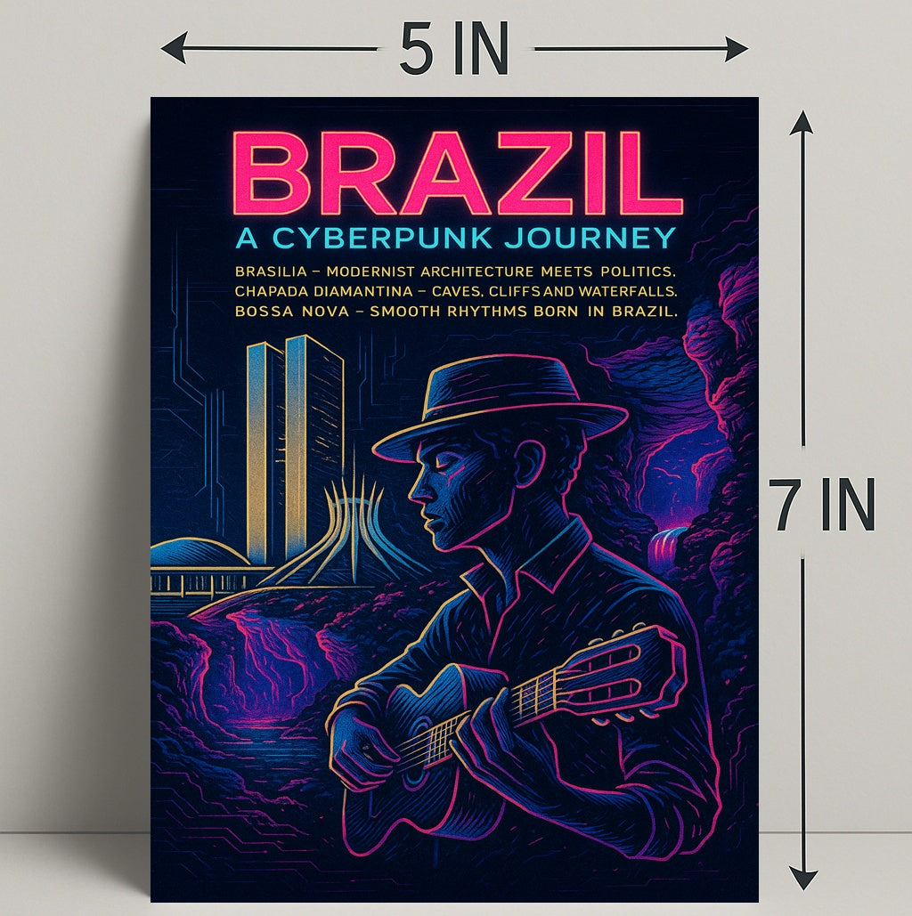 Brazil Cyberpunk Journey Poster Art Print PosterGoat