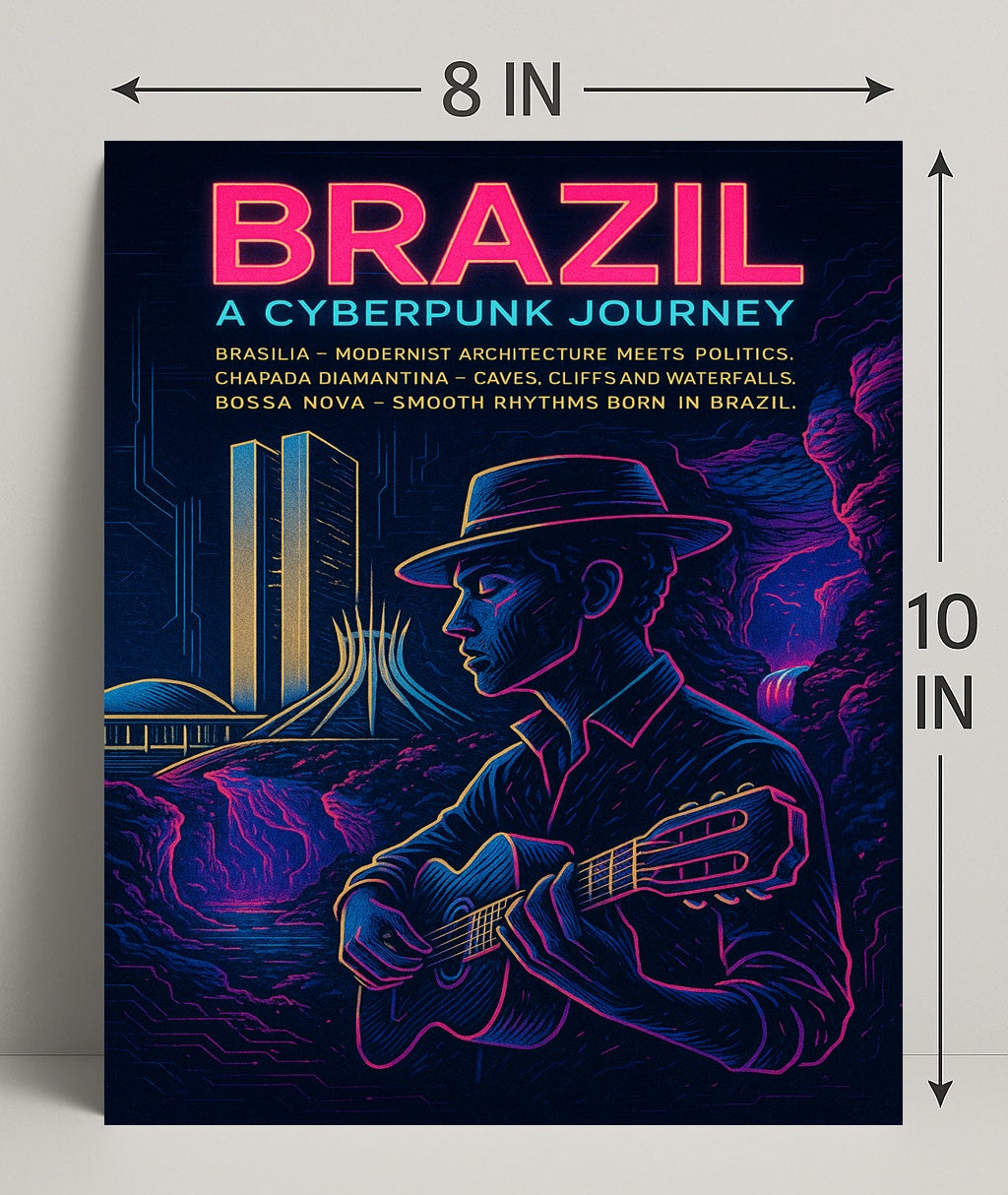 Brazil Cyberpunk Journey Poster Art Print PosterGoat