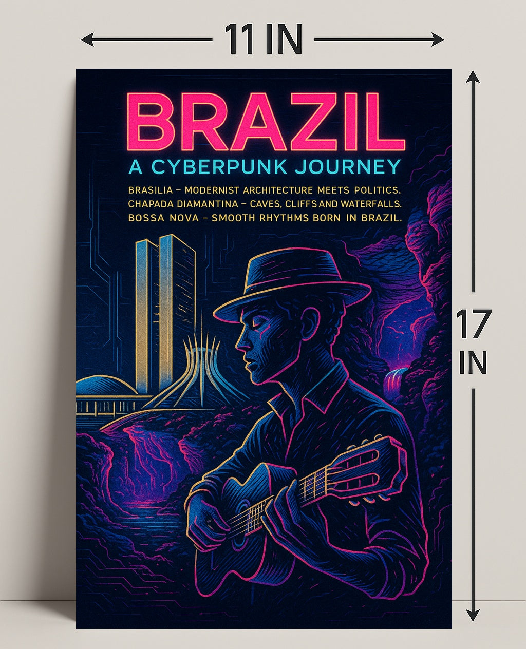Brazil Cyberpunk Journey Poster Art Print PosterGoat