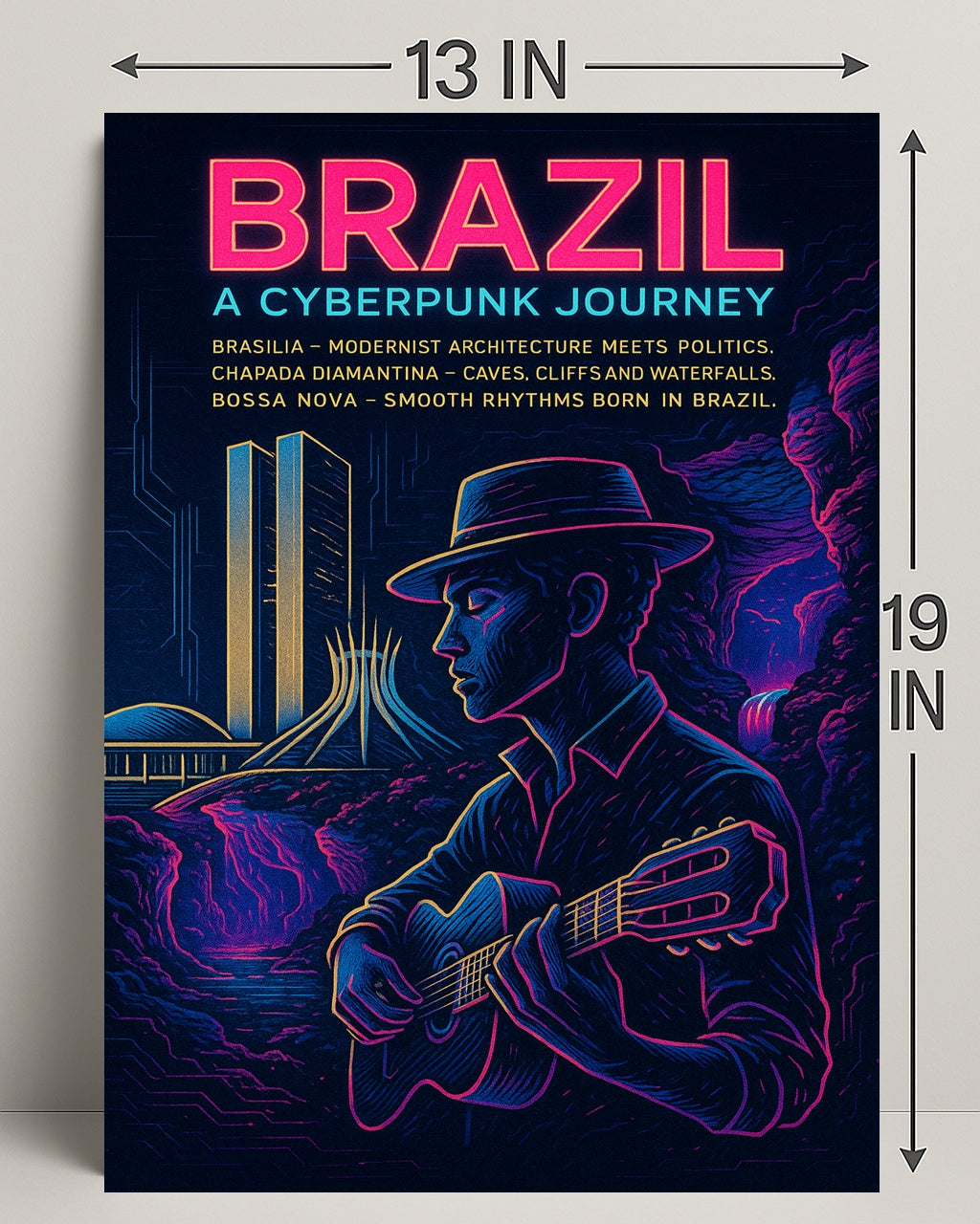 Brazil Cyberpunk Journey Poster Art Print PosterGoat