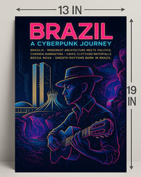 Brazil Cyberpunk Journey Poster Art Print PosterGoat