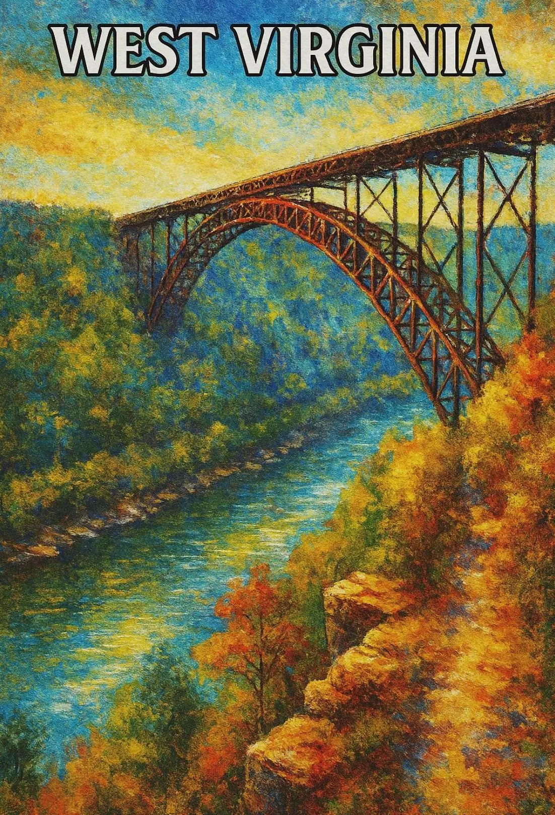 Breathtaking New River Gorge Bridge West Virginia Travel Poster PosterGoat