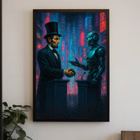 Bridge of Eras: Past Meets Future Sci-Fi Poster PosterGoat