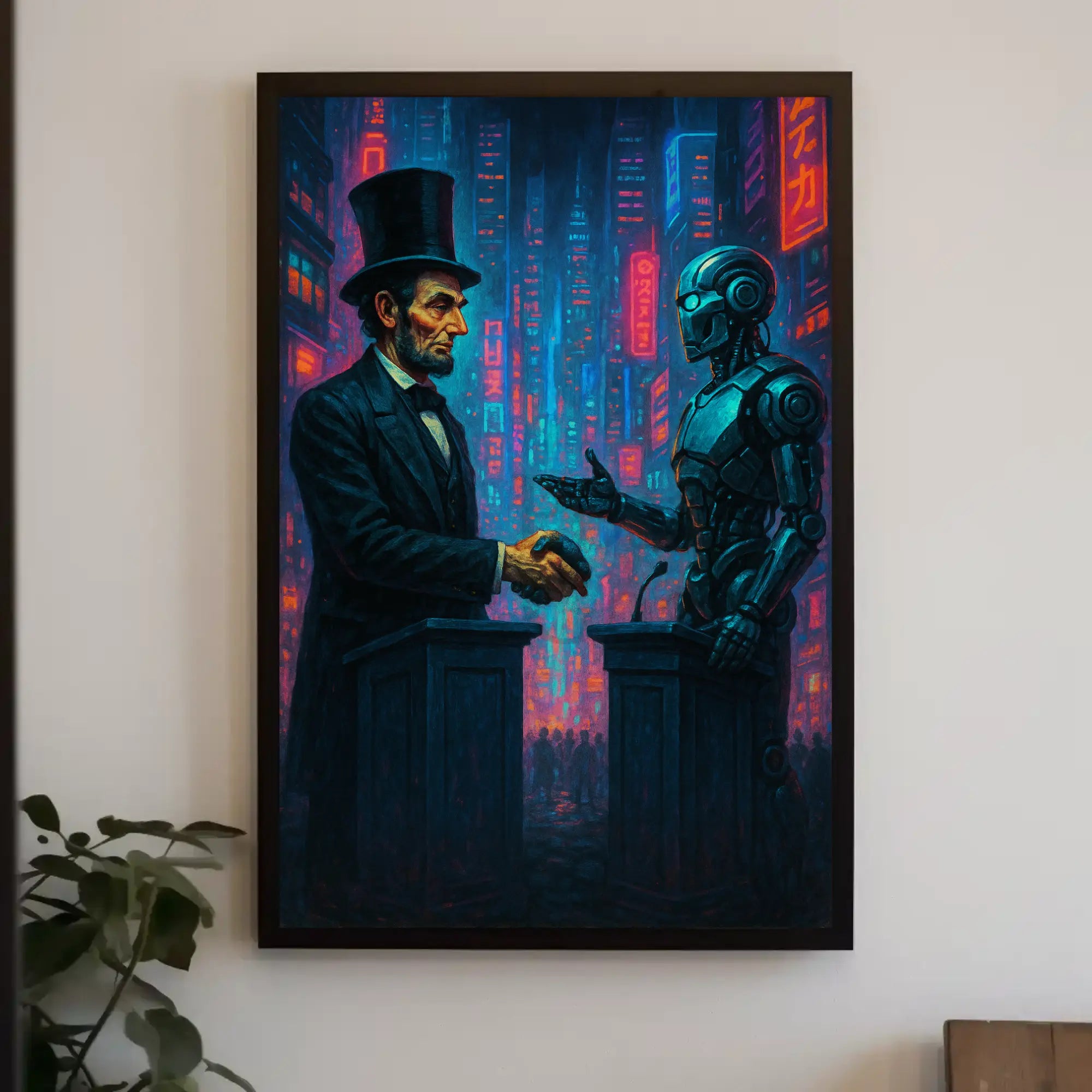 Bridge of Eras: Past Meets Future Sci-Fi Poster PosterGoat