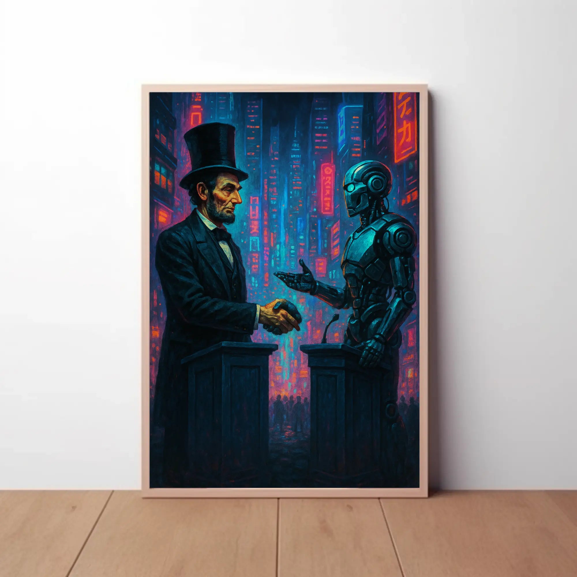 Bridge of Eras: Past Meets Future Sci-Fi Poster PosterGoat