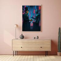 Bridge of Eras: Past Meets Future Sci-Fi Poster PosterGoat