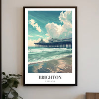 Brighton Pier Vintage Travel Scene in Serene Poster PosterGoat