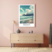 Brighton Pier Vintage Travel Scene in Serene Poster PosterGoat