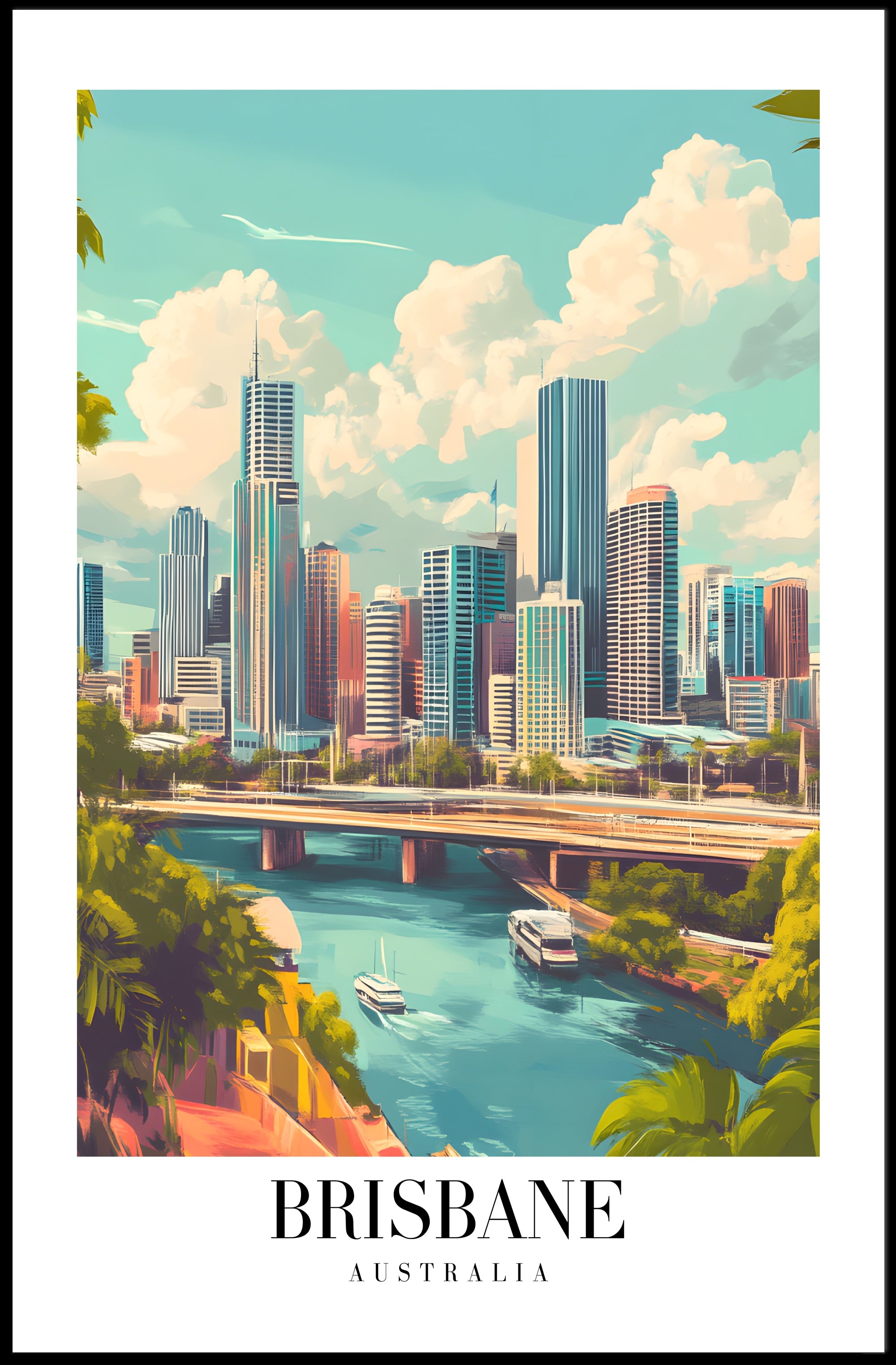 Brisbane Skyline Serenity Urban or Cityscape Poster PosterGoat