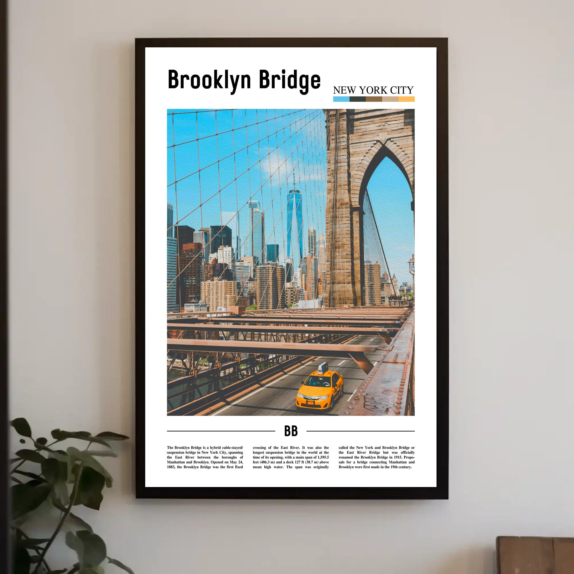 Brooklyn Bridge Modern Cityscape Urban Travel Poster PosterGoat