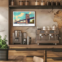 Brooklyn Bridge Retro Urban Cityscape Travel Poster PosterGoat