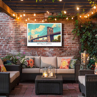 Brooklyn Bridge Retro Urban Cityscape Travel Poster PosterGoat