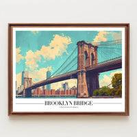 Brooklyn Bridge Retro Urban Cityscape Travel Poster PosterGoat