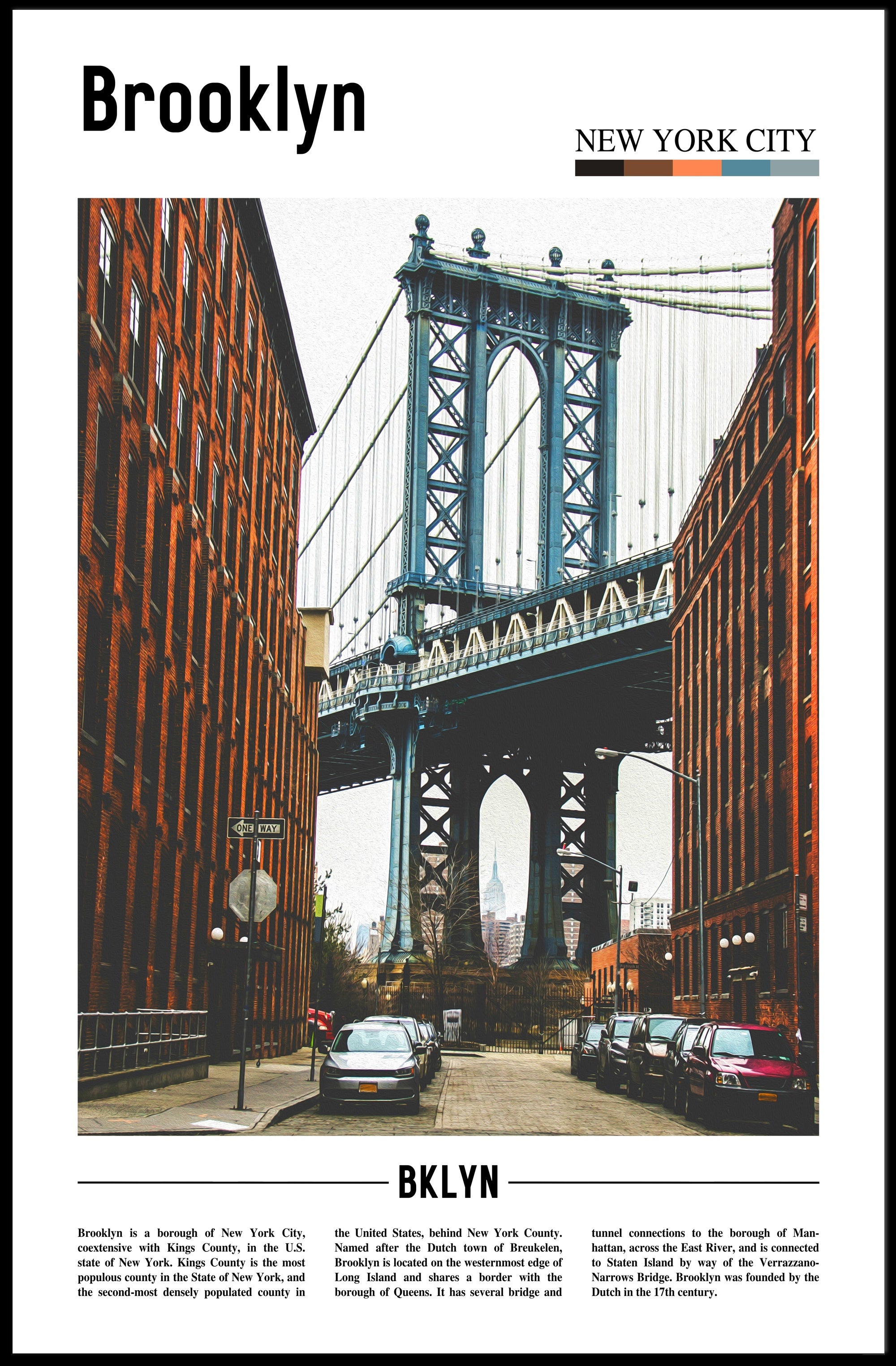 Brooklyn Dumbo Manhattan Bridge Travel Poster PosterGoat