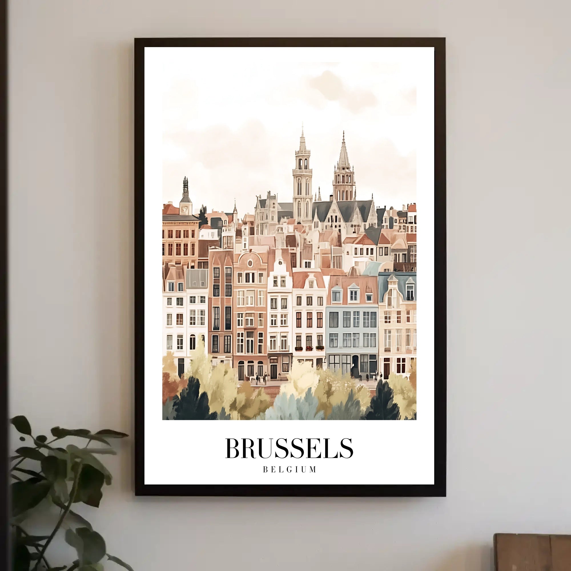 Brussels Rooftops Vintage European Architecture Urban or Cityscape Poster PosterGoat