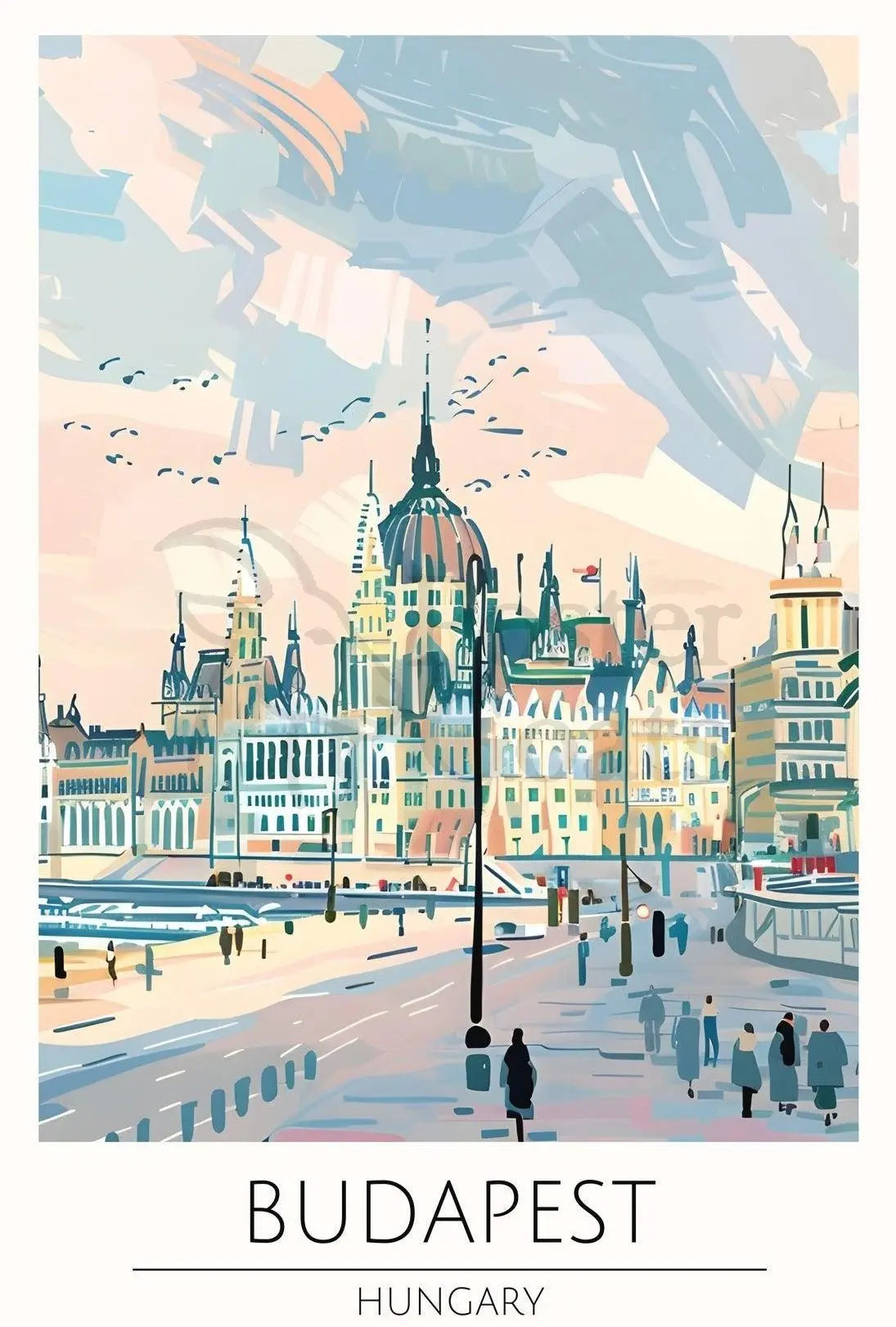 Budapest Architectural Skyline Travel Poster PosterGoat