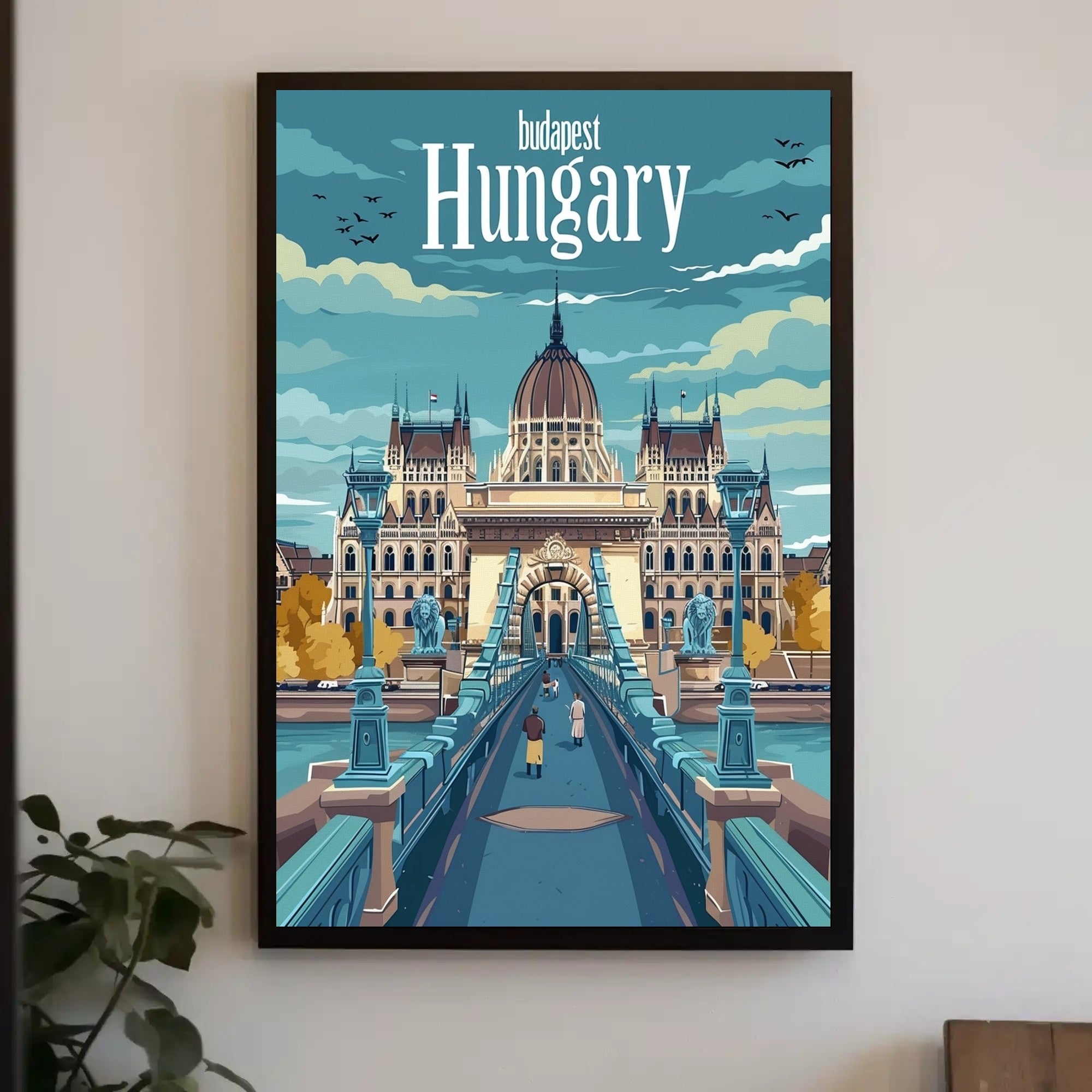Budapest Parliament Artistic Travel Illustration Urban or Cityscape Poster PosterGoat