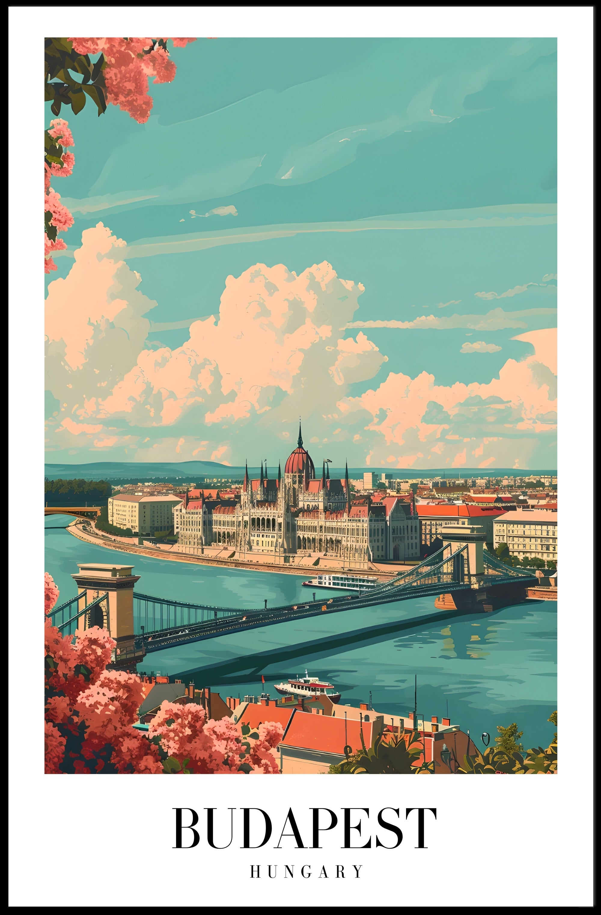 Budapest Scenic Vintage Travel Poster PosterGoat