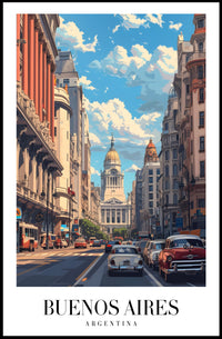 Buenos Aires Mid-Century Urban Scene Travel Poster PosterGoat