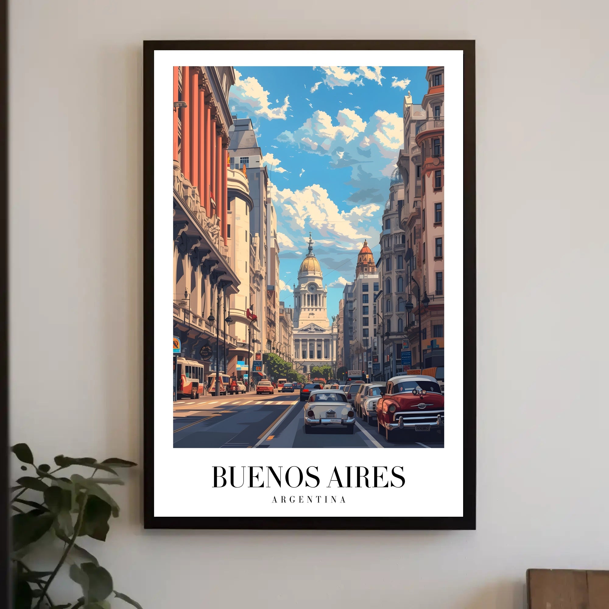 Buenos Aires Mid-Century Urban Scene Travel Poster PosterGoat
