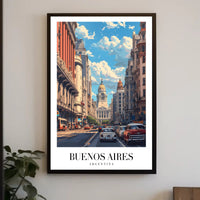 Buenos Aires Mid-Century Urban Scene Travel Poster PosterGoat