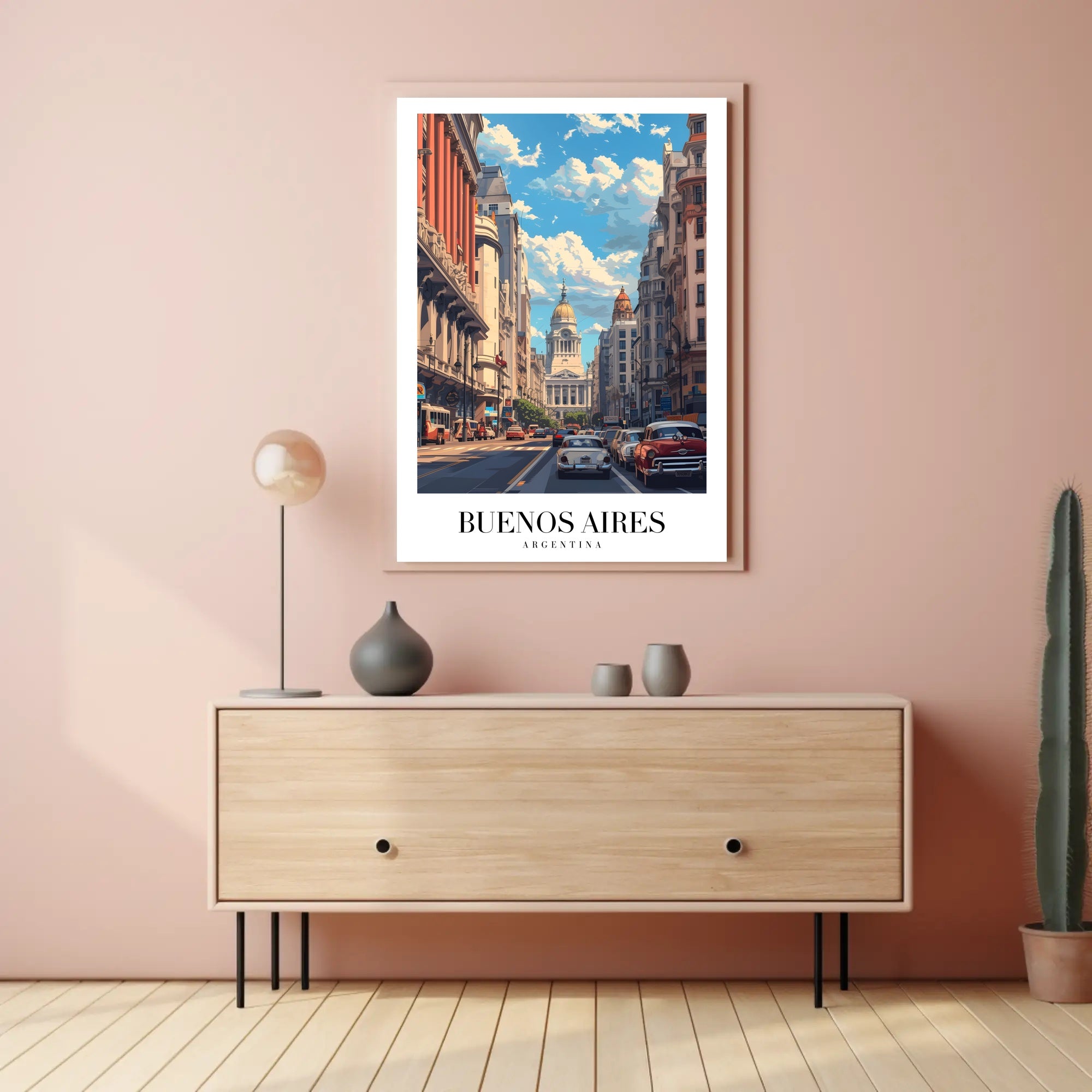 Buenos Aires Mid-Century Urban Scene Travel Poster PosterGoat